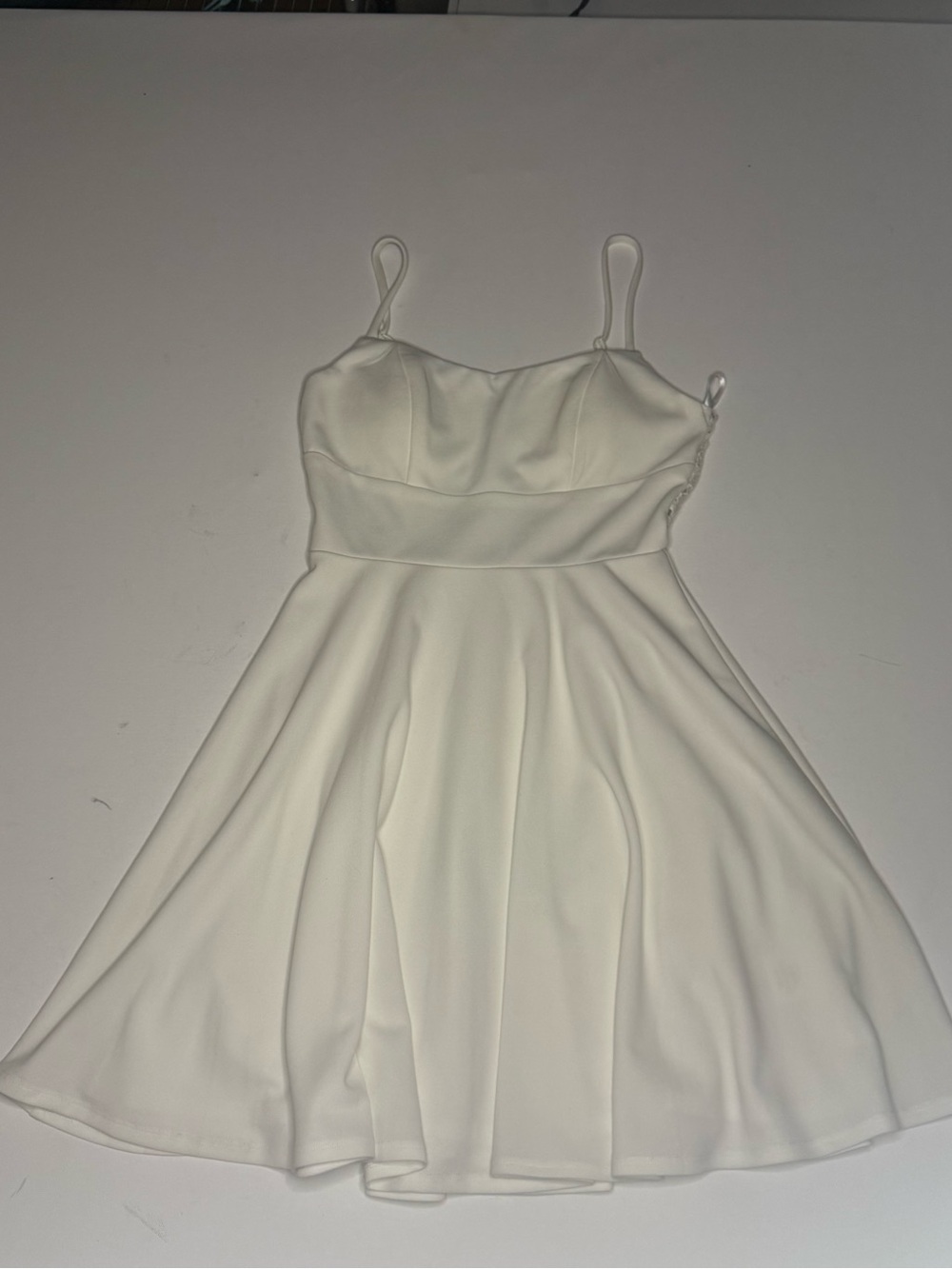 City Triangles White Spaghetti Strap Fit-and-Flare Dress